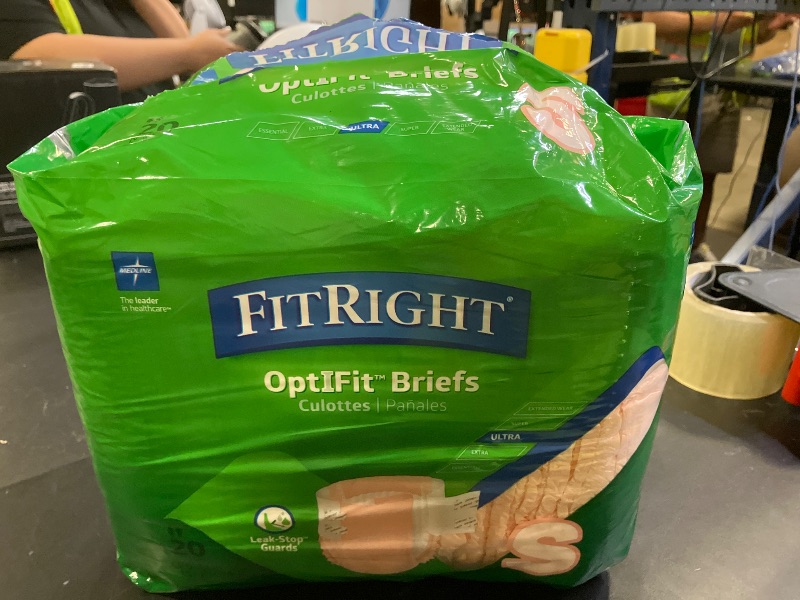 Photo 1 of FitRight Adult Diapers, Extra+ Heavy Absorbency, M (Waist Size 32in-44in), 20 Count, OptiFit Incontinence Briefs for Men and Women, Disposable, Moisture-Wicking, Leak Protection,