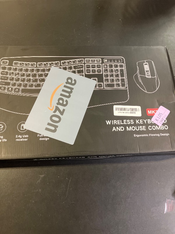 Photo 1 of Wireless Keyboard and Mouse Combo, 2.4G Full Size Wave Keys Ergonomic Keyboard with Wrist Rest and 3-Level DPI Adjustable Wireless Ergonomic Mouse for Windows, Mac OS Desktop/Laptop/PC(Black)