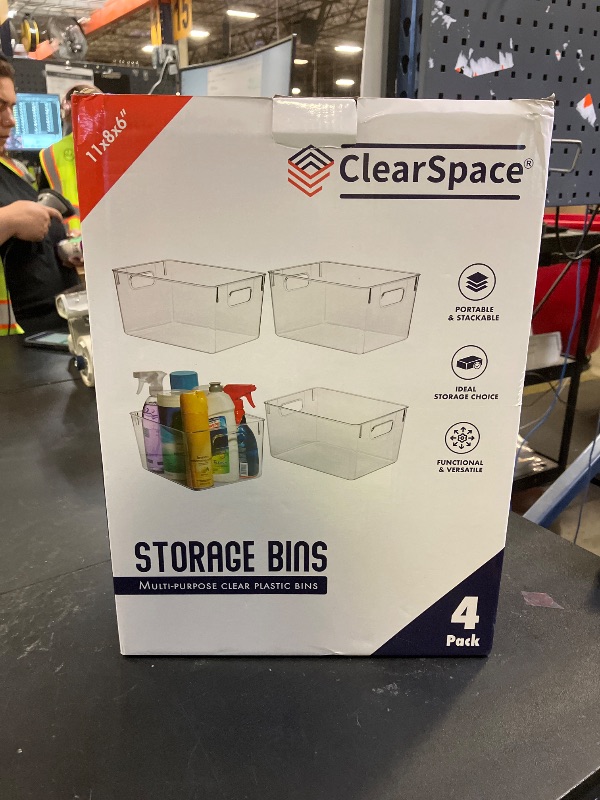 Photo 1 of ClearSpace Clear Plastic Storage Bins – Pantry Organizers & Storage Containers, Cabinet Organizer - Home Organization Must Haves for Kitchen, Laundry Room, Office, Closet, Garage & Freezer