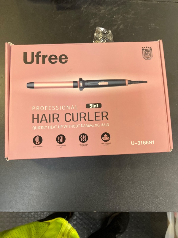 Photo 1 of Ufree 5 in 1 Curling Iron with Interchangeable Ceramic Barrels (0.35"-1.25"), Curling Wand Set with Flat Iron Hair Straightener, Instant Heat Up, Dual Voltage Hair Curler, Gifts for Women