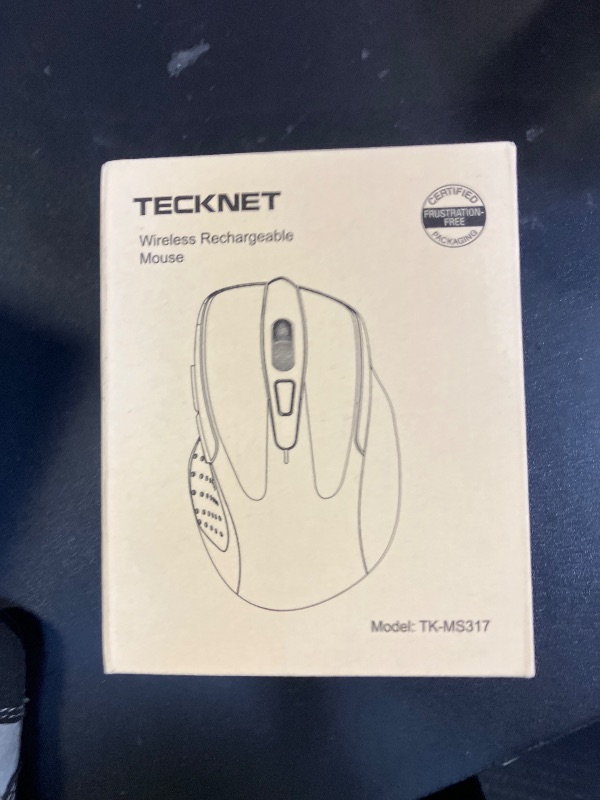 Photo 1 of TECKNET Rechargeable Jiggler Wireless Mouse (BT5.0/3.0 & 2.4G) 4800 DPI Silent USB A & Bluetooth Mouse 6 Buttons, Wide Compatibility - Black