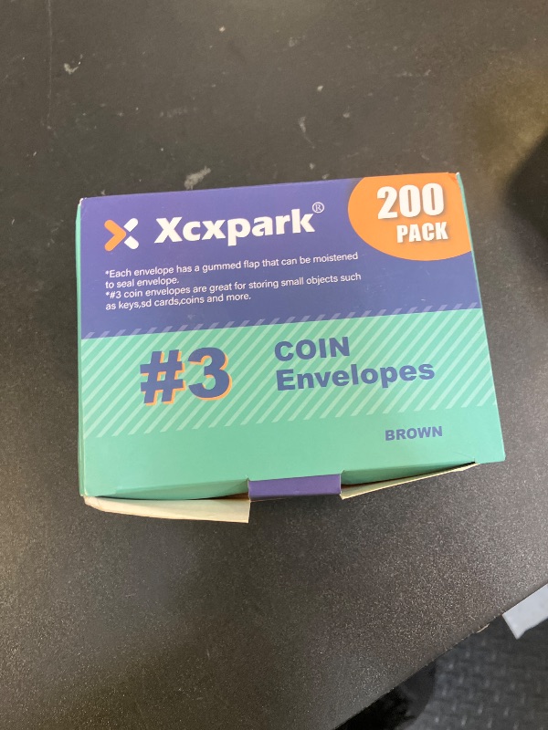 Photo 1 of Xxcxpark 200PCS #3 Coin Envelopes 2.5x4.25 inches Brown Kraft Envelopes Classic Small Parts Gummed Flap for Coins, Cash, Credit Cards, Seeds