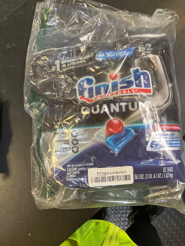 Photo 1 of Finish Quantum Dishwasher Pods, No Pre-Rinse Dishwasher Detergent Soap Removes 24HR Dried-On Stain and Grease, Leaving a Virtually Spotless Shine, 82 Count