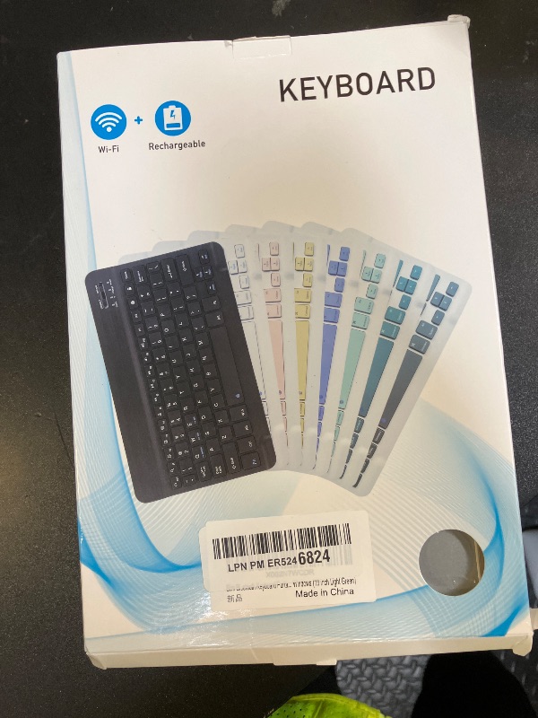 Photo 1 of Ultra-Slim Bluetooth Keyboard Portable Mini Wireless Keyboard Rechargeable for Apple iPad iPhone Samsung Tablet Phone Smartphone iPadOS iOS Android (10 inch Light Green)