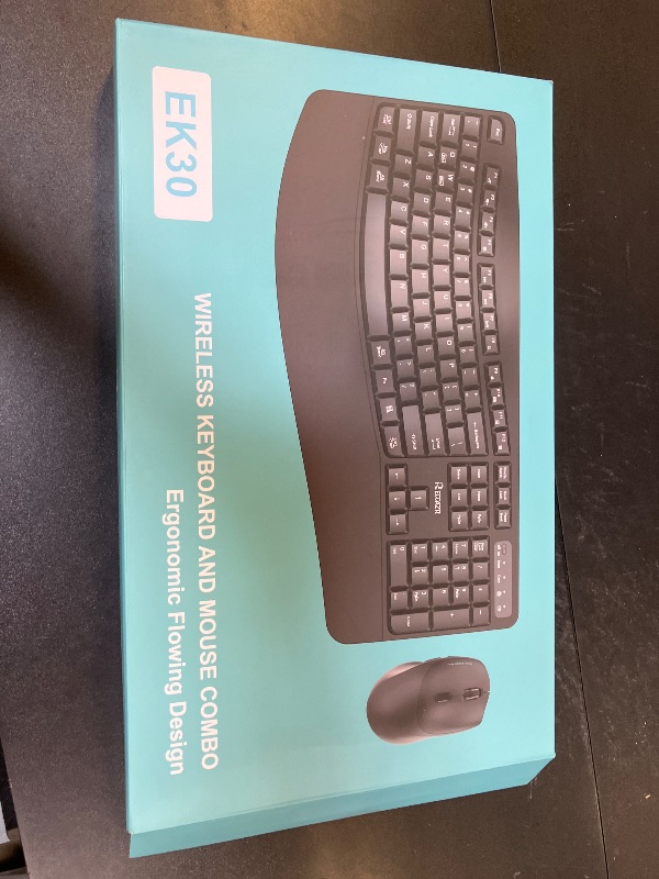 Photo 1 of Wireless Keyboard and Mouse Combo,2.4G Full Size Wave Keys Ergonomic Keyboard with Wrist Rest for Natural Typing, 3 DPI Adjustable Ergonomic Silent Mouse for Computer/Laptop/Windows/Mac (Black)