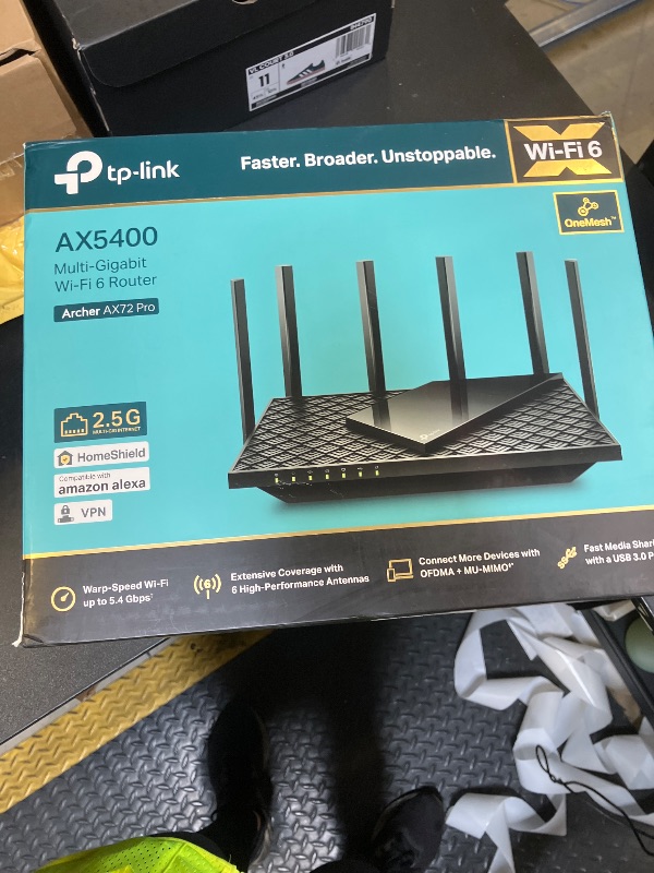 Photo 1 of TP-Link AX5400 WiFi 6 Router (Archer AX72 Pro) Multi Gigabit Wireless Internet Router, 1 x 2.5 Gbps Port, Dual Band, VPN Support, Guest Network, MU-MIMO, USB 3.0 Port, WPA3, Compatible with Alexa