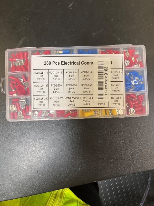 Photo 1 of Feggizuli 280PCS Crimp Connectors, 2.8mm 4.8mm 6.3mm Male and Female Spade Connector kit, 15 Types Crimp Terminals Electrical Connectors, Electrical Terminals Includes Spade Ring Fork Wire Connectors