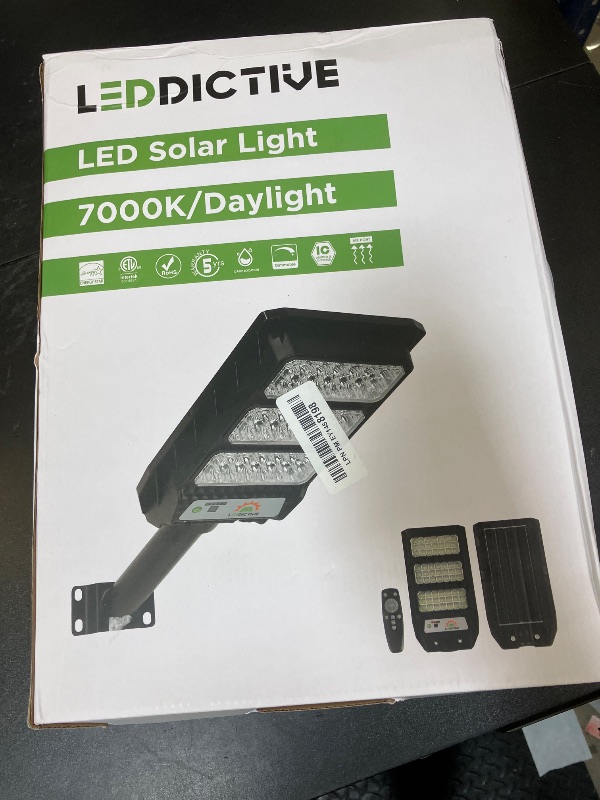 Photo 1 of Leddictive Solar Street Light Outdoor, 6500K Dusk to Down Motion Sensor, LED Solar Powered Street Lamp Outdoor with Remote Control for Parking lot