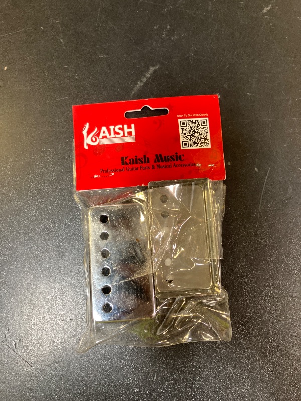 Photo 1 of KAISH Set of 2 Humbucker Guitar Pickup Cover Brass Humbucker Pickup Covers 49.2mm/52mm Pole Spacing Pickup Covers Chrome