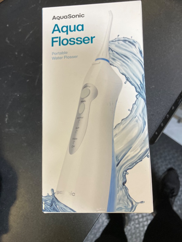 Photo 1 of AquaSonic Cordless Portable Rechargeable Waterproof Aqua Water Flossers for Teeth Cleaning, Oral Irrigator for Dental Cleaning with 5 Jet Tips, Braces, Home and Travel, White