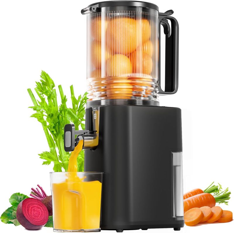 Photo 1 of Cold Press Juicer, 5.5inch Wide Feed Chute Juicer Machine, Slow Masticating Juicer for Whole Vegetables & Fruits, Black