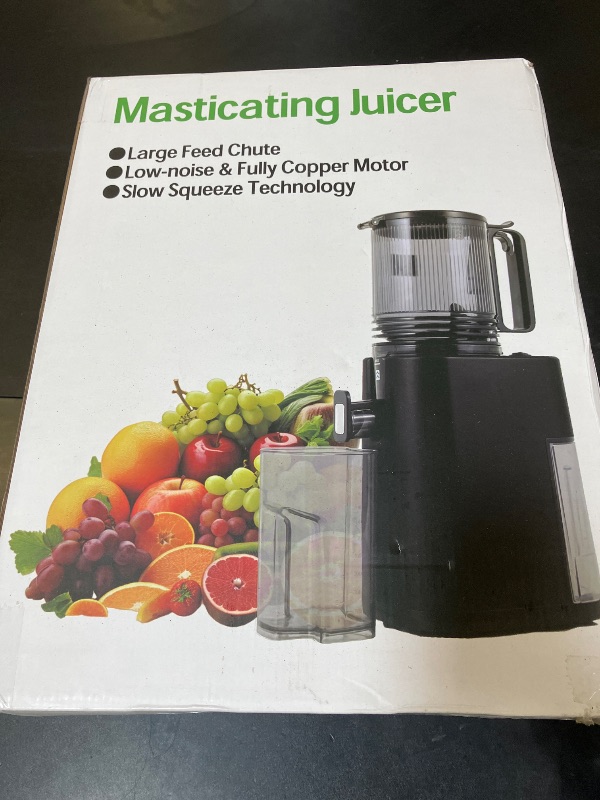 Photo 1 of Cold Press Juicer, 5.5inch Wide Feed Chute Juicer Machine, Slow Masticating Juicer for Whole Vegetables & Fruits, Black