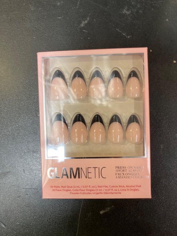 Photo 1 of Glamnetic Press On Nails - Caviar | Semi-Transparent, Short Almond Nails, Salon Quality | 15 Sizes - 30 Nail Kit with Glue