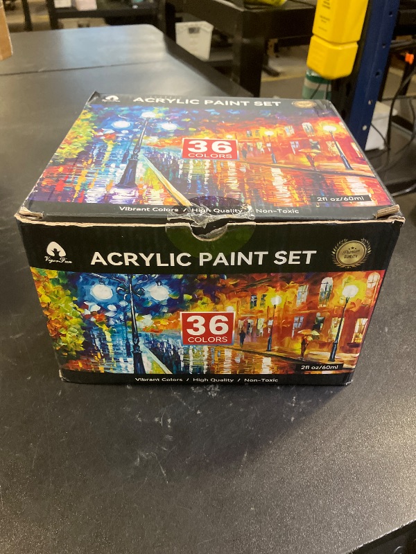 Photo 1 of 52 Pcs Acrylic Paint Set - 36 Colors (2oz/60ml) with 12 Brushes, 2 Knives & Palette - Rich Pigments for Adults, Kids, Artists & Beginners - Painting on Halloween Pumpkin Canvas Ceramic Rock Wood