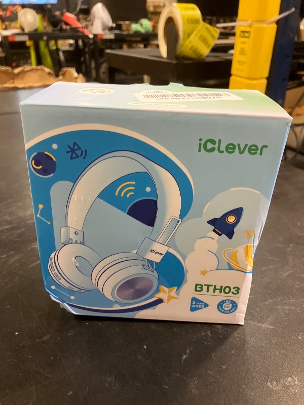 Photo 1 of iClever BTH03 Kids Bluetooth Headphones, Colorful LED Lights, 35H Playtime, Bluetooth 5.4, Type C Fast Charging, Safe Volume, Stereo Sound Mic, On Ear Kids Wireless Headphones for iPad Airplane, Blue