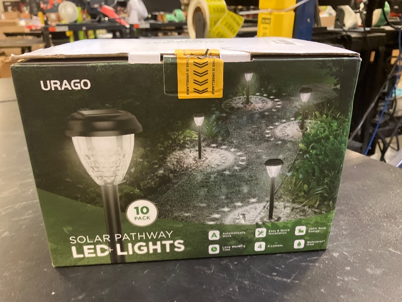 Photo 1 of URAGO Super Bright Solar Lights, Waterproof 10 Pack, Dusk to Dawn Up to 12 Hrs Solar Powered Outdoor Pathway Garden Lights Auto On/Off, LED Landscape Lighting Decorative for Walkway Patio Yard