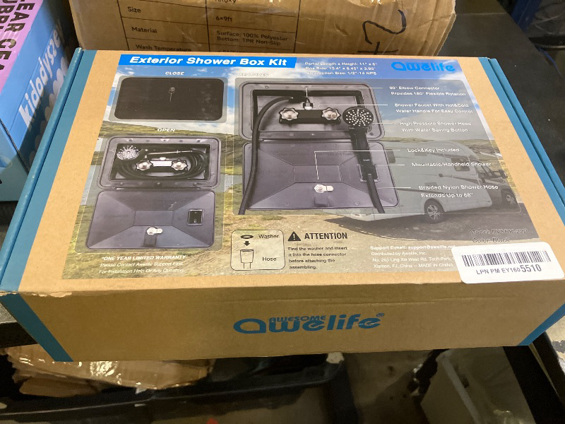 Photo 1 of Awelife RV Outdoor Shower Exterior Shower Box Kit for RV, Camper, Van, Travel Trailer, Motorhome and Boat, Black