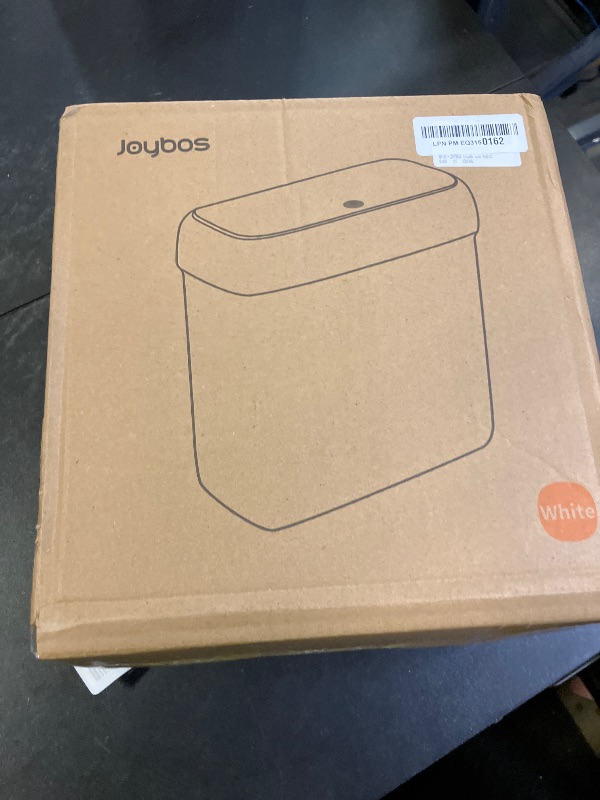 Photo 1 of JOYBOS Bathroom Trash Can with Lid, 3 Gallon Small Garbage Can, 10L Dogproof Slim Plastic Narrow Trash Bin with Pop-up Lid for Toilet, Office, Bedroom, Living Room, White