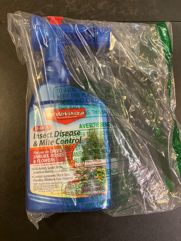 Photo 1 of BioAdvanced 3-in-1 Insect and Mite Plant Bug Spray, Pest Control Ready-to-Spray 32 oz, Disease Control