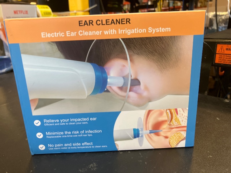 Photo 1 of Ear Wax Removal, Electric Ear Cleaning Kit with Light, FSA-HSA-Eligible, Ear Irrigation Kit with 4 Pressure Modes, Safe and Effective Ear Flush Kit with Ear Cleaner - Includes Basin, Towel & 15 Tips