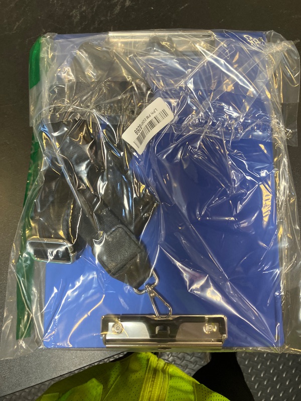 Photo 1 of Aluminum Metal Clipboard with Detachable Adjustable Shoulder Strap A4 Double Clip Board Stainless Hangable w/Pen Holder Letter 9" x 12.6" for School Office Business Factory (Blue-with Strap, A4)