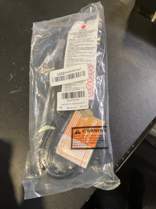 Photo 1 of Extension Cord 4 FT, 3 Prong Extension Power Cord, 16/3 Gauge Flexible Cold, 13A 1625W 16AWG, 3 Prong Electric Cord, ETL, Black Cable with 25 Cable Ties
