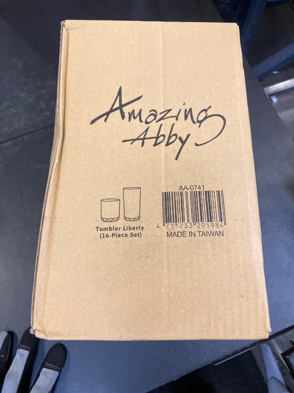 Photo 1 of Amazing Abby - Liberty - 12-Ounce and 16-Ounce Plastic Tumblers (Set of 16), Plastic Drinking Glasses, All-Clear Reusable Plastic Cups, BPA-Free, Shatter-Proof, Dishwasher-Safe
