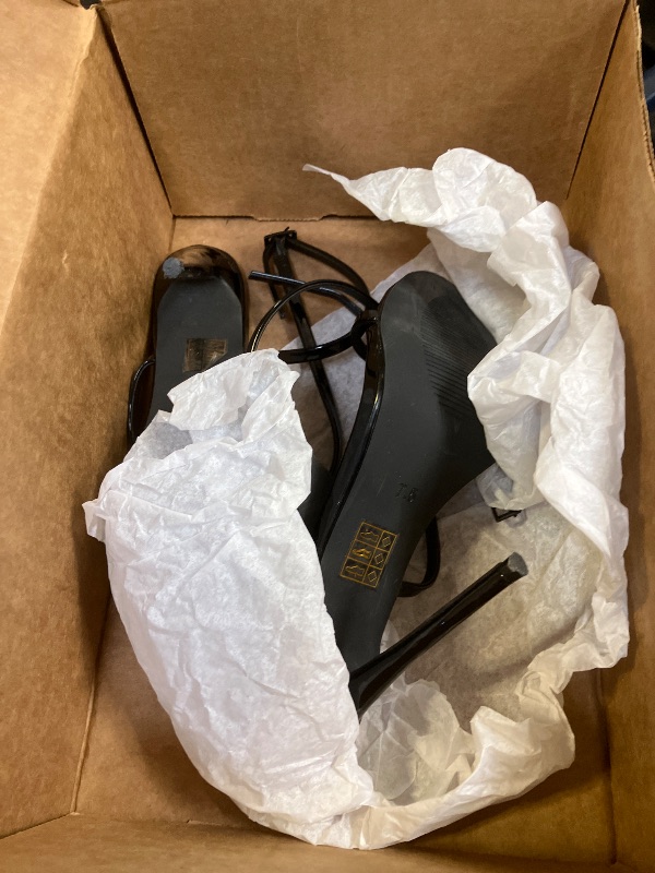 Photo 1 of onlymakerheels Strappy High Stiletto Heels, Ankle Strap Buckle Heeled Womens Sandals, Sexy Comfort Open Round Toe Heels for Daily Party Dress Black Size7.5