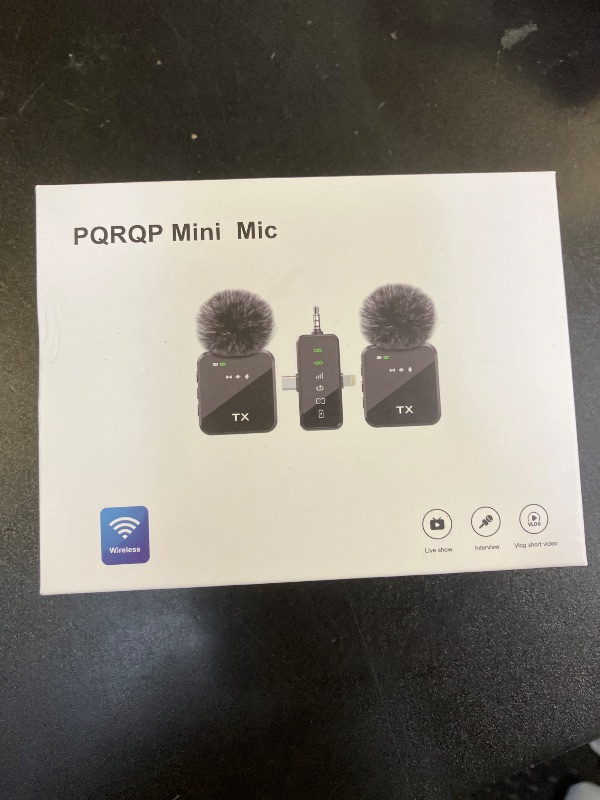Photo 1 of PQRQP 3-in-1 Mini Microphone for iPhone/Android/Camera, Hi-Fi Audio, 48kHz/24-bit, Wireless Microphones, 328ft Range, 20H Battery, Lapel Mic with Noise Reduction for Live Streaming, TikTok, YouTube