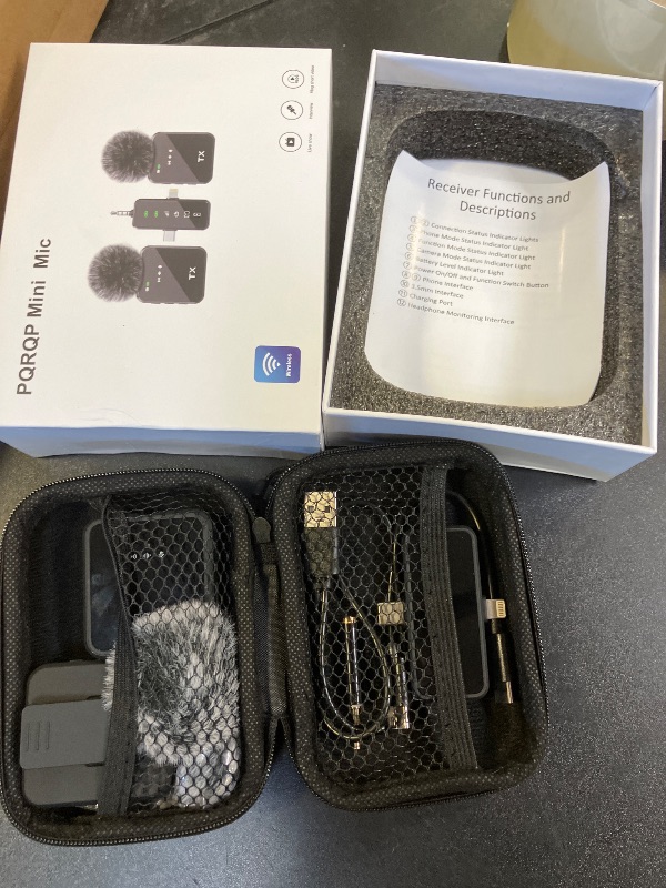 Photo 1 of PQRQP 3-in-1 Mini Microphone for iPhone/Android/Camera, Hi-Fi Audio, 48kHz/24-bit, Wireless Microphones, 328ft Range, 20H Battery, Lapel Mic with Noise Reduction for Live Streaming, TikTok, YouTube