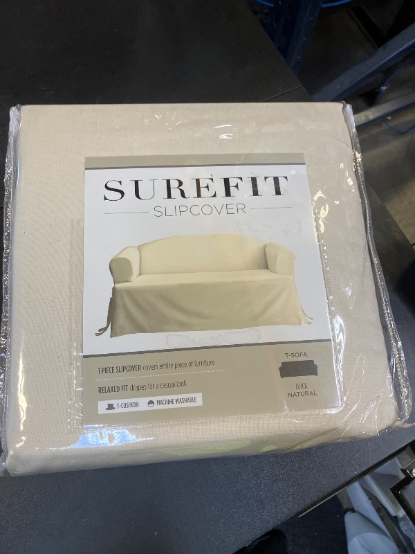 Photo 1 of SureFit Duck Slipcover Parent Variation (Sofa T-Cushion, Natural)