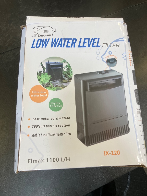 Photo 1 of 290GPH Turtle Tank Filter for 40-85 Gallon, Turtle Filter Low Water Level Available and Flow Adjustable, Turtle Water Filter for Shrimps Amphibians Turtle Tank Saltwater Freshwater Crystal Clear