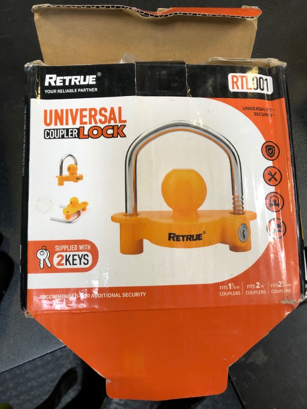 Photo 1 of RETRUE Universal Coupler Lock Trailer Locks Ball Hitch Trailer Hitch Lock Adjustable Security Heavy-Duty Steel Fits 1-7/8 Inch, 2 Inch, 2-5/16 Inch Couplers Yellow