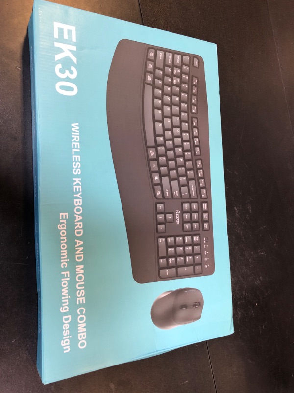 Photo 1 of Wireless Keyboard and Mouse Combo,2.4G Full Size Wave Keys Ergonomic Keyboard with Wrist Rest for Natural Typing, 3 DPI Adjustable Ergonomic Silent Mouse for Computer/Laptop/Windows/Mac (Black)