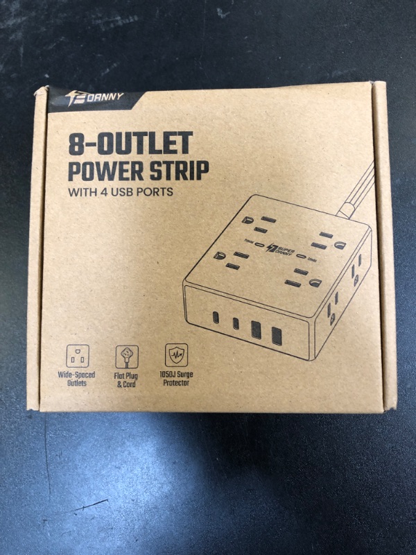 Photo 1 of 6Ft Extension Cord with Multiple Outlets, Flat Plug Power Strip Surge Protector, 8 Outlet 4 USB Ports (2 USB C), Wall Mountable, Desk Charging Station for Home Office, College Dorm Room Essentials