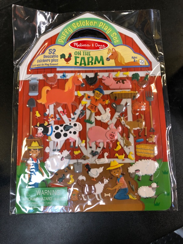 Photo 1 of Melissa & Doug Puffy Sticker Play Set – On The Farm, 52 Reusable Stickers with 2 Fold-Out Scenes, Restickable Animal Arts and Crafts Activity Book for Kids Ages 4+ - FSC Certified