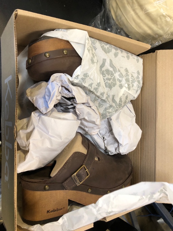 Photo 1 of Kebba - Donna - Handmade Platform Clogs with Genuine Leather, Adjustable Buckle, and Leather Insole for Comfort (Donna Crazy Wild Cacao, US Footwear Size System, Adult, Women, Numeric Range, Medium, 9, 9.5)