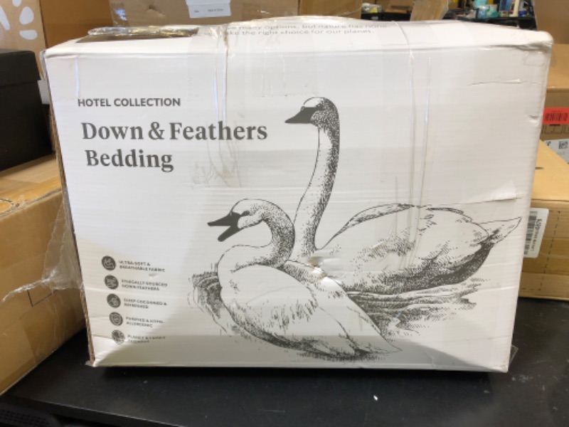 Photo 1 of BPC Organic Feather Down Comforter King Size, Fluffy Duvet Insert for All-Season with 100% Cotton Cover and Puffy Feather Down Filling, Ivory White, 106x90 Inches