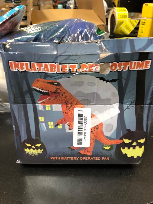 Photo 1 of viwzon Inflatable T-Rex Costume, Adults Dinosaur Blow Up Suit for Halloween Cosplay Themed Parties, Dino Costume, Brown