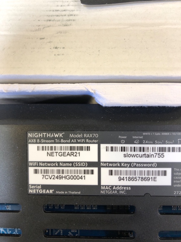 Photo 1 of NETGEAR Nighthawk 8-Stream WiFi 6 Router (RAX70) - Security Features, AX6600 Tri-Band Wireless Speed (up to 6.6 Gbps) - Coverage up to 2,500 sq. ft., 40 Devices