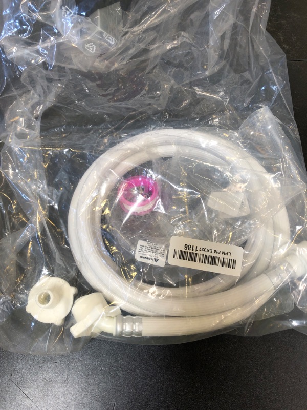 Photo 1 of Washing Machine Inlet Hose, Burst Proof Washing Machine Water Inlet Pipe, Washer Pipe with Connectors, Water Inlet Connection Supply Line, White Long Universal PVC Hose (2 m/ 6.56 ft)