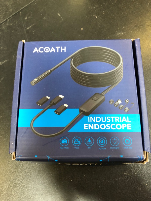 Photo 1 of Acoath Endoscope Camera with Light, Dual-Lens 1920P HD Borescope with 8 Adjustable LED Lights, IP67 Waterproof Boroscope Inspection Tools, 33ft Semi-Rigid Snake Camera for iOS & Android