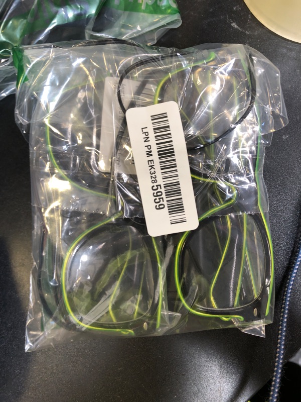 Photo 1 of Aquat  El Wire Neon Rave Glasses Glow Flashing LED Sunglasses Costumes For Party, EDM, Halloween, Wired with Battery Power RB01 (Neon green, Black Frame)