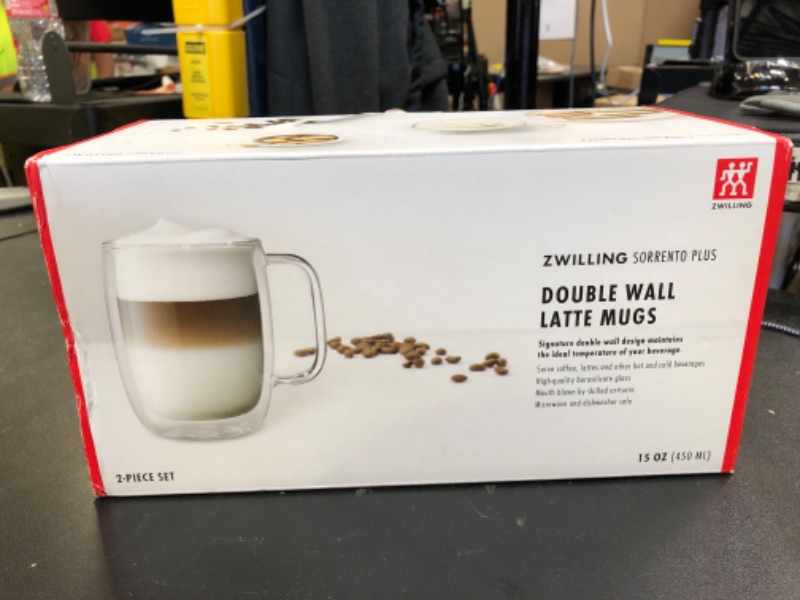 Photo 1 of ZWILLING Sorrento Plus 2-pc Double-Wall Glass Latte Mug Set, 15-oz, 450ml