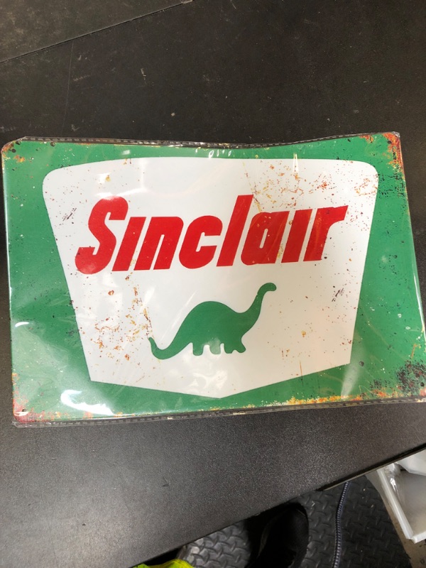 Photo 1 of Rustic Look Standard Sinclair Gas Oil Thick Tin Sign for Man Cave Garage Auto Shop Gas Station Wall Decor 12" x 8"