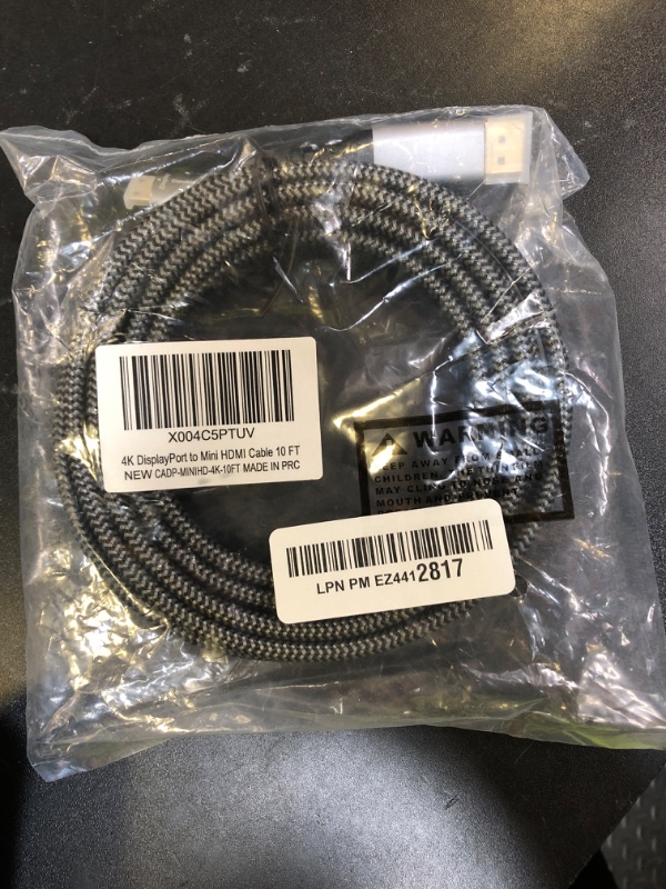 Photo 1 of 4K DisplayPort to Mini HDMI Cable 10FT, Uni-Directional DP to Mini HDMI Cable. Supports 4K@60Hz, 2K@120Hz, Video UHD, Nylon Braided, for Desktop, AMD, NVIDIA, KYY, ARZOPA, VILVA, MNN, Portable Monitor