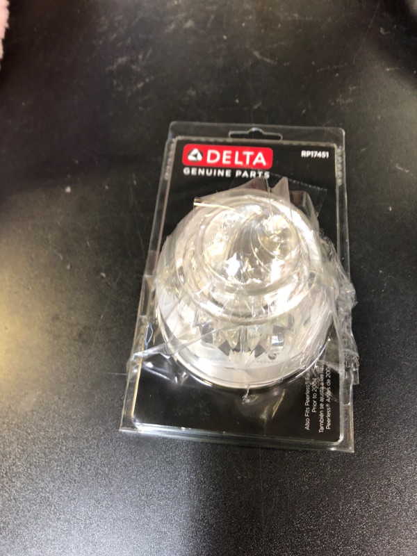 Photo 1 of Delta Faucet RP17451 Single Clear Knob Handle Kit with Button and Set Screw for Tub/Shower Chrome, 2-1/2" H x 2-1/8" W