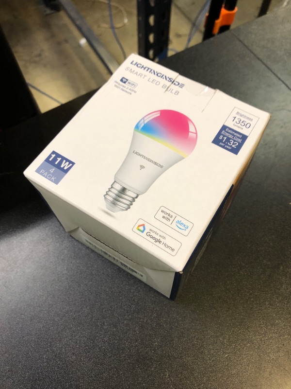 Photo 1 of Lightinginside Smart Light Bulbs 100W Equiv., 1350LM 11W Smart Bulb Works with Alexa/Google Home/Smart Life, A19 E26 RGBCW Color Changing, No Hub Required, 2.4G WiFi Bluetooth Bulb, ETL Listed, 4PCS