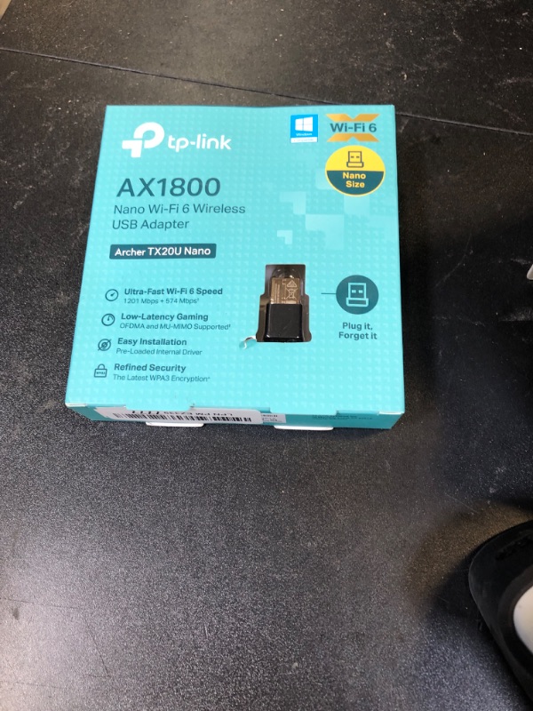 Photo 1 of TP-Link Nano USB WiFi 6 Adapter for PC(Archer TX20U Nano) - AX1800 2.4G/5G Dual-Band Wireless Network Transceiver Adapter for Desktop PC, OFDMA, MU-MIMO, WPA3, Travel Size, Supports Windows 11/10
