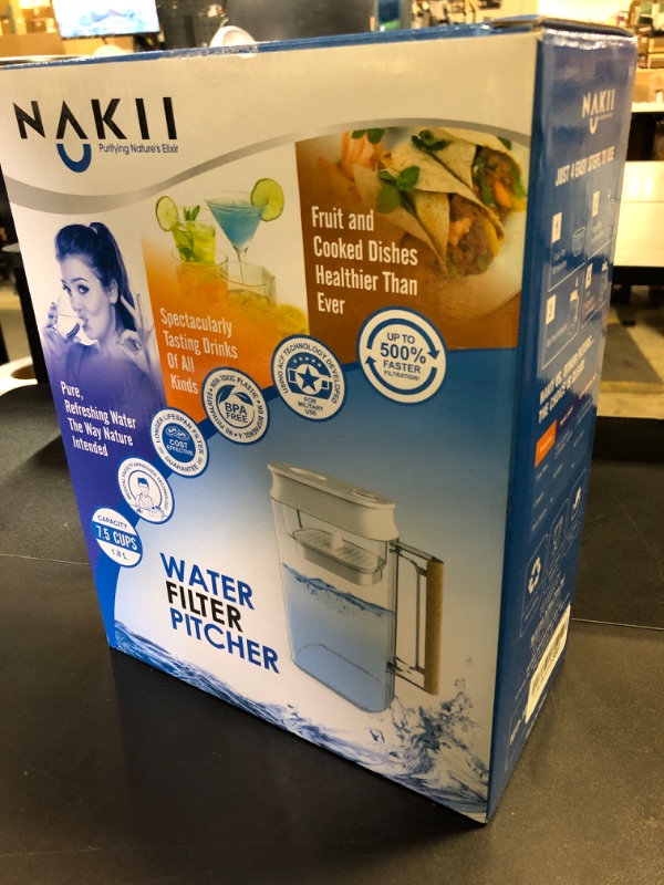 Photo 1 of Water Filter Pitcher - Long Lasting 150 Gallons, Supreme Fast Filtration and Purification Technology, Removes Chlorine, Metals for Clean Tasting Drinking Water, WQA Certified,